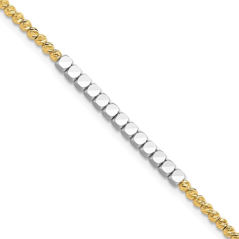 Kazi Luxury 14K Two-tone Diamond-cut Beaded 7.5in Bracelet